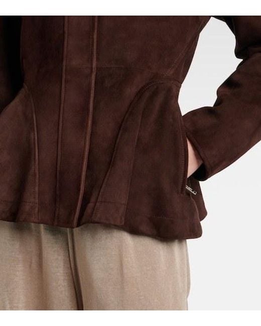 Alaïa Brown Peplum Suede Jacket