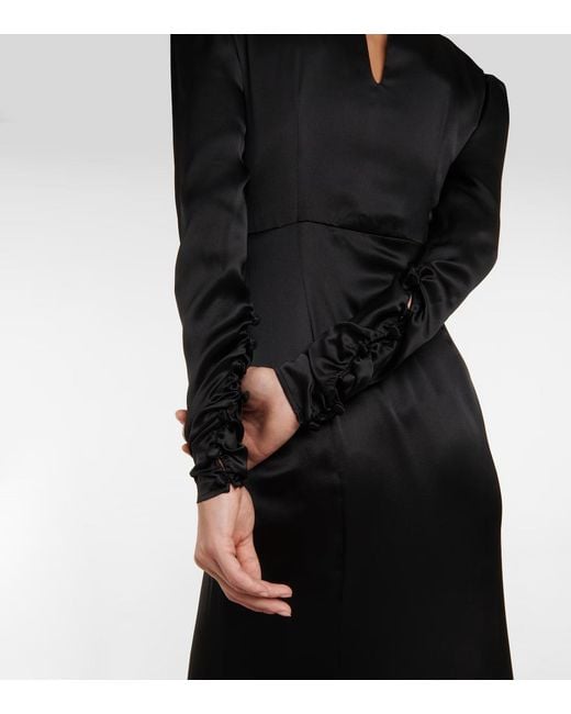 Alessandra Rich Black Embellished Silk Satin Dress