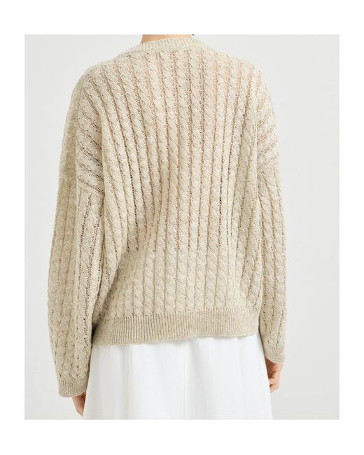 Brunello Cucinelli White Ribbed Hem Knitted Sweater