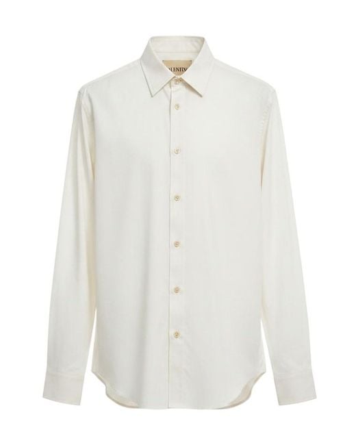 Valentino White Long-Sleeve Button-Up Shirt for men