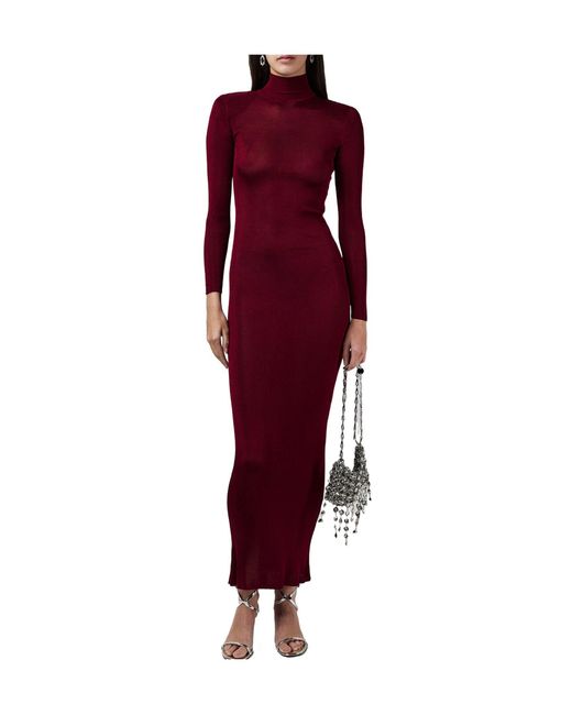 Self-Portrait Red Knitted Long Dress