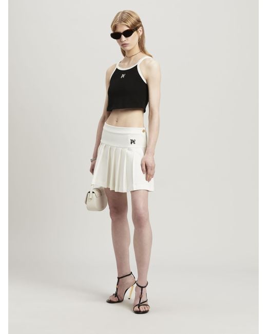 Palm Angels Black Pa Monogram Embroidered Cropped Tank Top