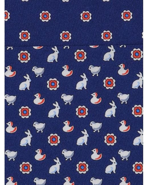 Ferragamo Blue Charms Print Silk Tie for men