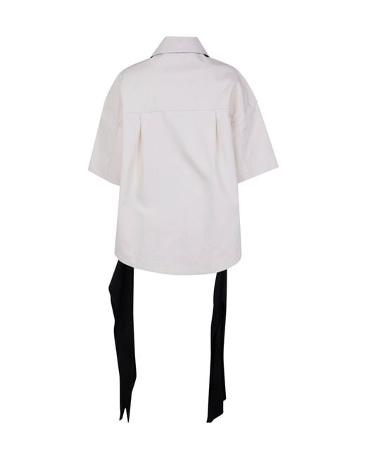 Entire studios White Contrast Hem Tie Polo Shirt