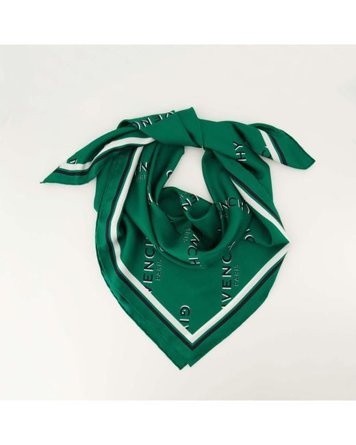 Givenchy Green Shadow Logo Square Scarf