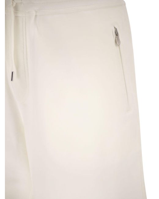 Brunello Cucinelli White Zip-Pocket Drawstring Shorts for men