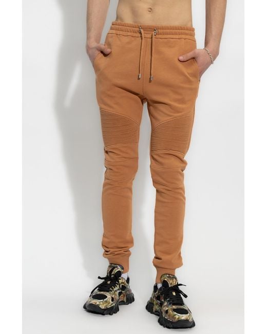 Balmain Brown Logo Printed Drawstring Track Pants for men