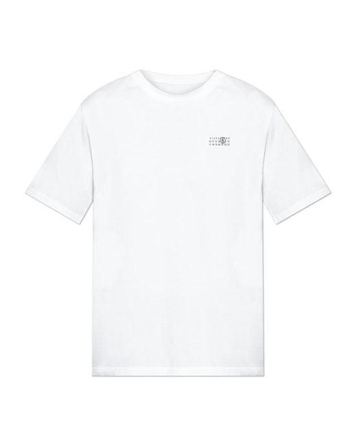 MM6 by Maison Margiela White Numeric Printed Crewneck T-Shirt for men