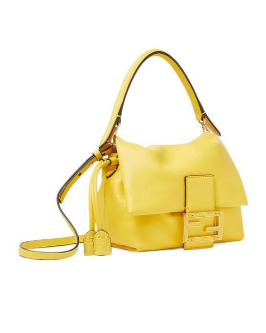 Fendi Yellow Mamma Baguette Small Shoulder Bag