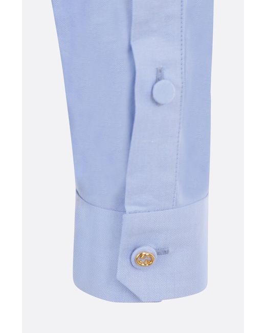 Gucci Blue Curved Hem Buttoned Shirt