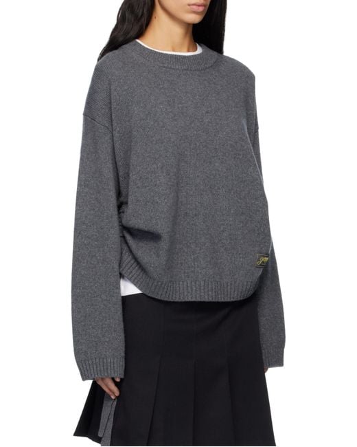 Ganni Gray Logo Patch Oversized Jumper