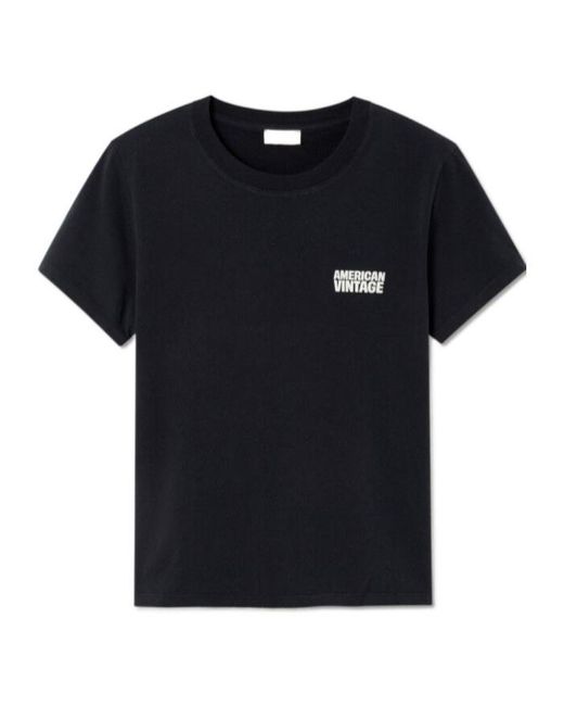 American Vintage Black T-Shirt Femme Ykobow