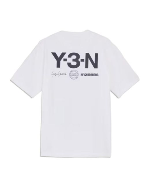 Y-3 White Logo Printed Crewneck T-Shirt for men