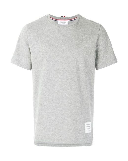 Thom Browne Gray Logo Patch Crewneck T-Shirt for men
