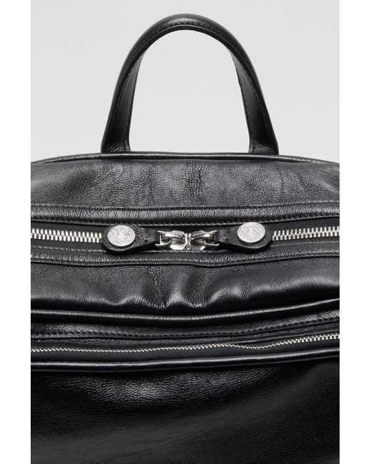 Acne Black Leather Top-Handle Backpack for men