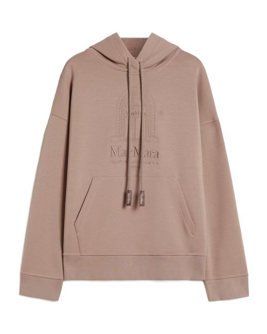 Max Mara Brown 'S Andrea Logo Embroidered Drawstring Hoodie
