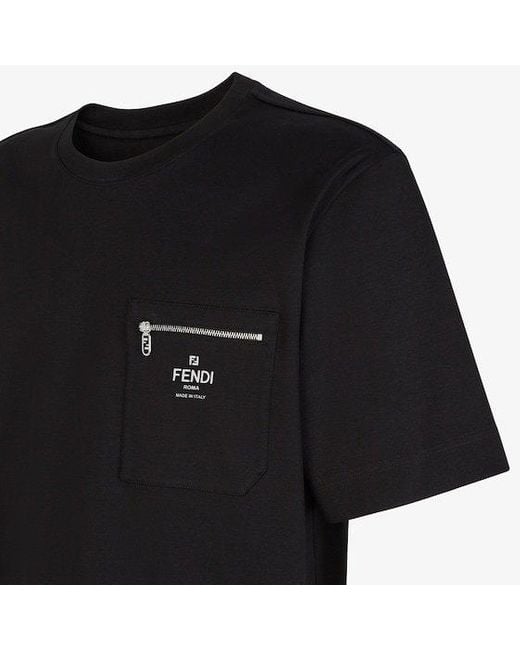 Fendi Black Logo Printed Crewneck T-Shirt for men