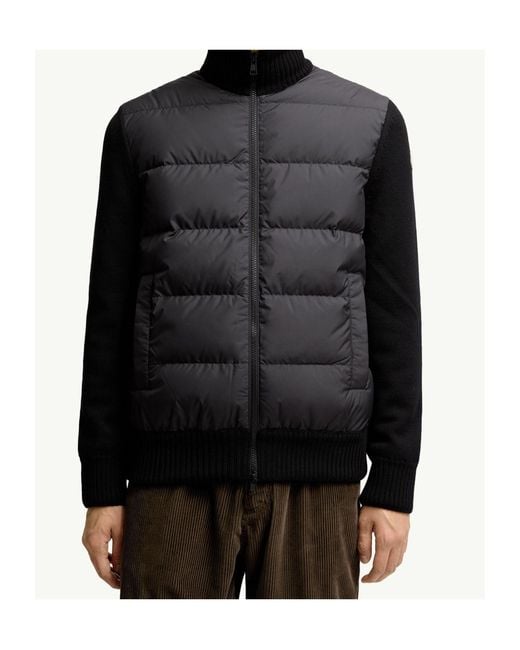 Moncler Black Padded Panel-Knit Jacket for men