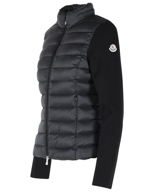 Moncler Black Quilted Zip-Up Cardigan