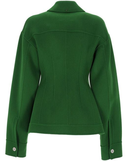 Sportmax Green Collared Long-Sleeved Casual Jacket
