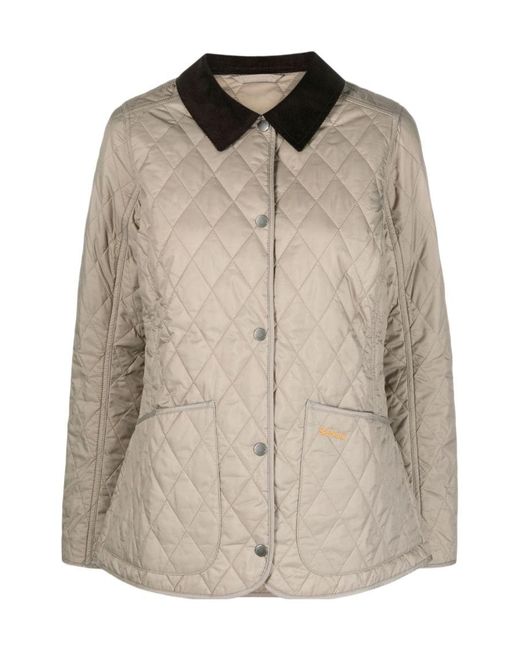 Barbour Natural Quilted Collar Front Pockets Jacket