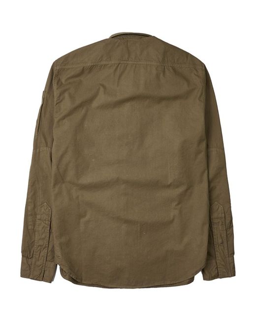 C P Company Green Lens-Detail Long-Sleeve Shirt for men
