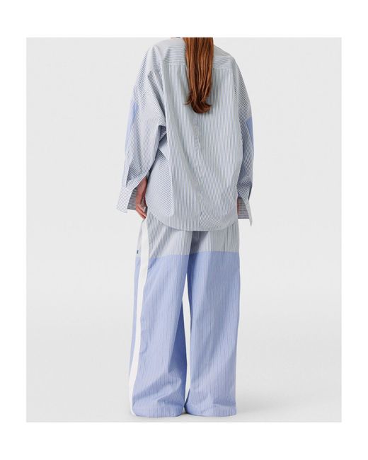 Stella McCartney Blue Striped Wide Leg Trousers