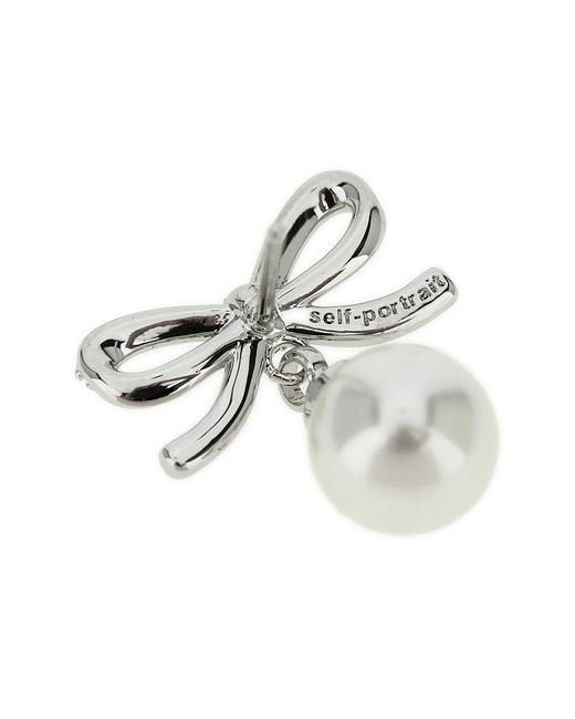 Self-Portrait White Bow-Detail Earrings