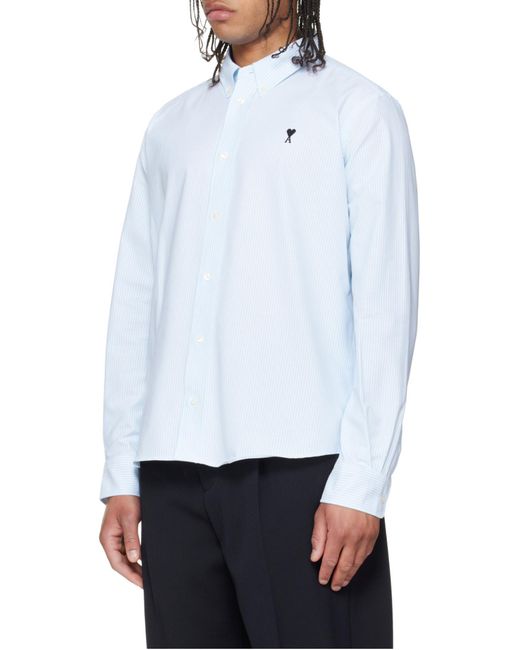 AMI White Stripe Cotton Adc Shirt for men
