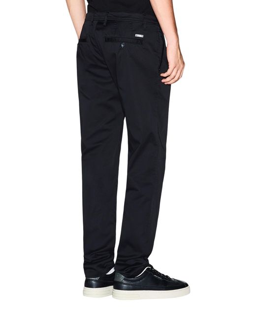 ARMANI EXCHANGE Black Stretch Cotton Twill Pants for men