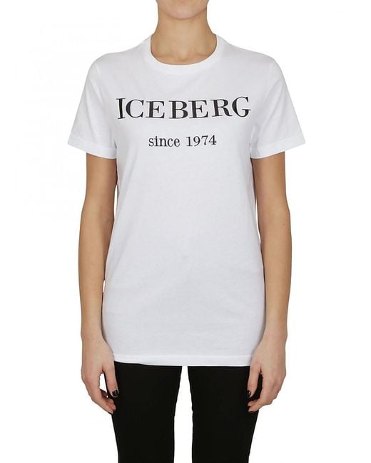 Iceberg White Logo Printed Short Sleeved T-Shirt