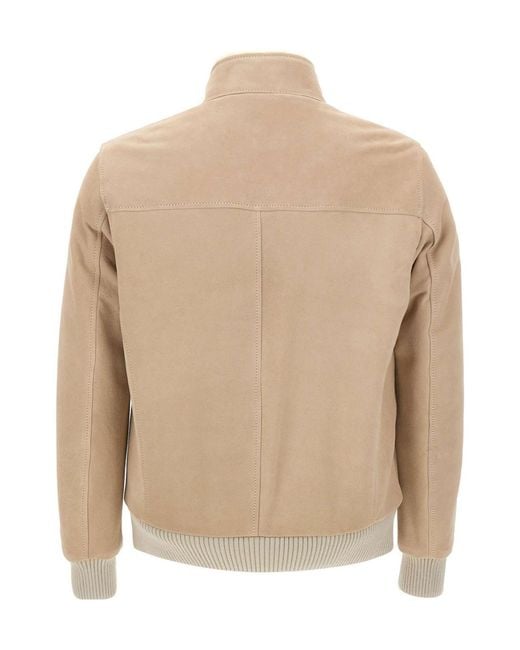 Barba Napoli Natural Long-Sleeve Stand-Collar Zip-Up Jacket for men