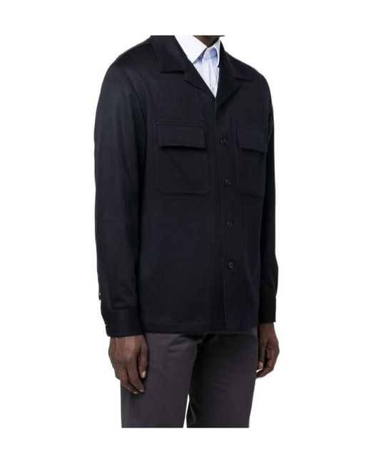 Zegna Blue Oasi Buttoned Straight Hem Shirt for men