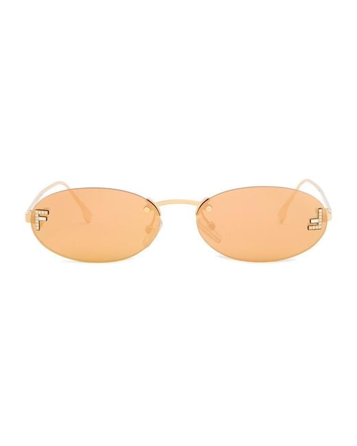Fendi White Rimless Metal Sunglasses