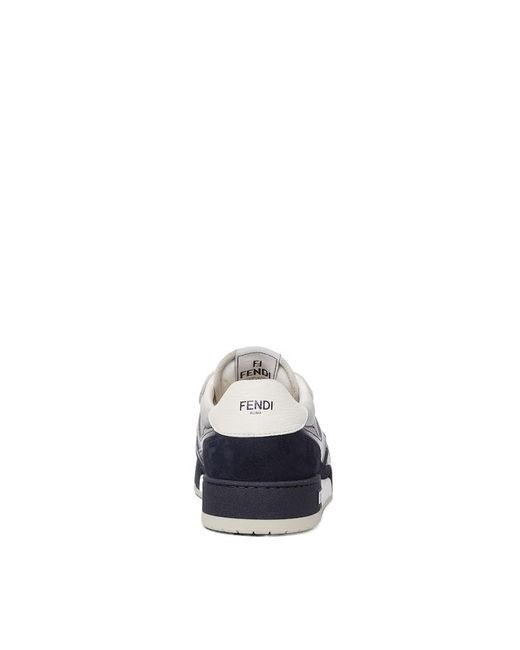 Fendi Blue Match Lace-Up Trainers for men