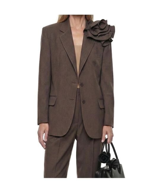 Magda Butrym Brown Floral-Appliqué Blazer