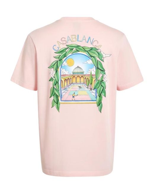 Casablanca Pink Graphic Cotton L'Arche Tennis Club T-Shirt for men