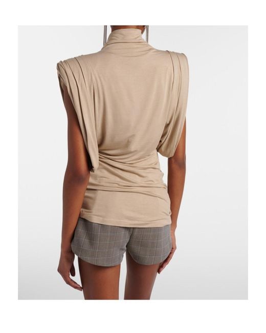 Mugler Natural Draped Jersey Top