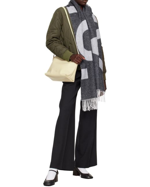 A.P.C. White Logo Detailed Fringed Scarf for men