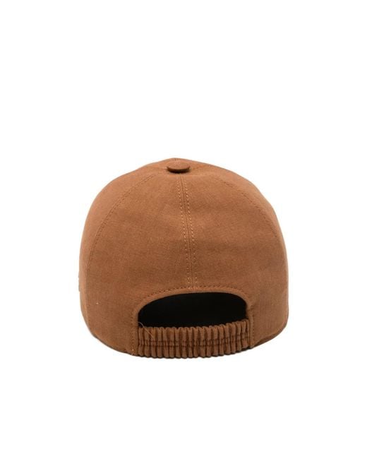 Zegna Brown Oasi Logo-Plaque Baseball Cap for men