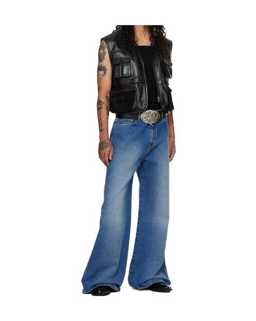 Lu'u Dan Black V-Neck Faux Leather Work Vest for men