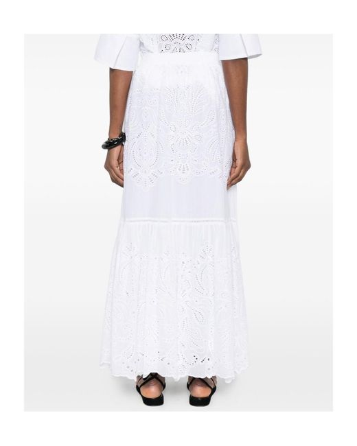 ERMANNO FIRENZE White Broderie Tiered Skirt