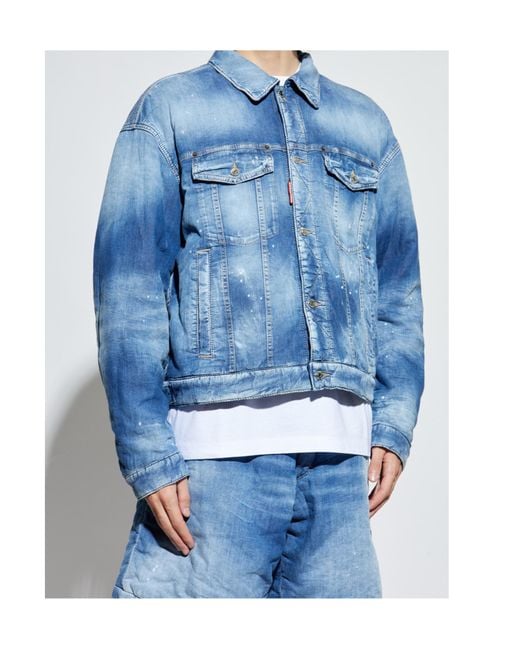 DSquared² Blue Distressed Denim Jacket for men