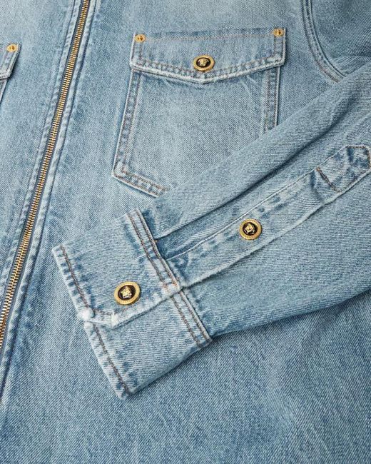 Versace Blue Denim Zipped Overshirt for men