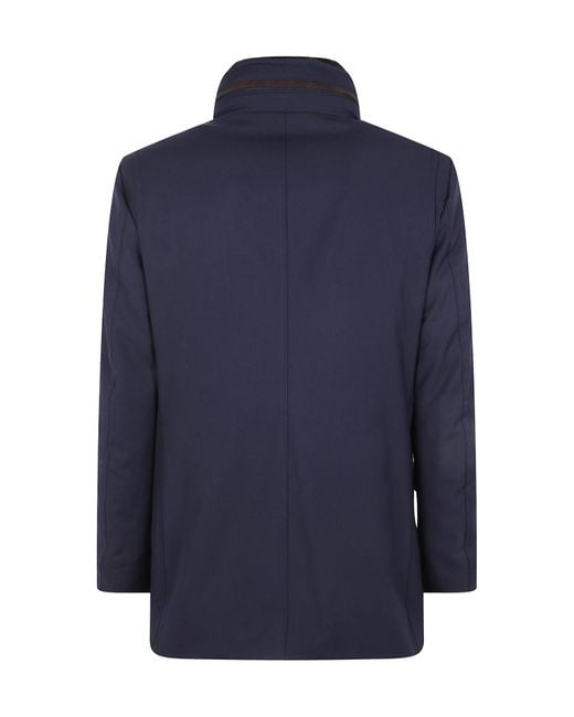 Moorer Blue Stand Collar Jacket for men