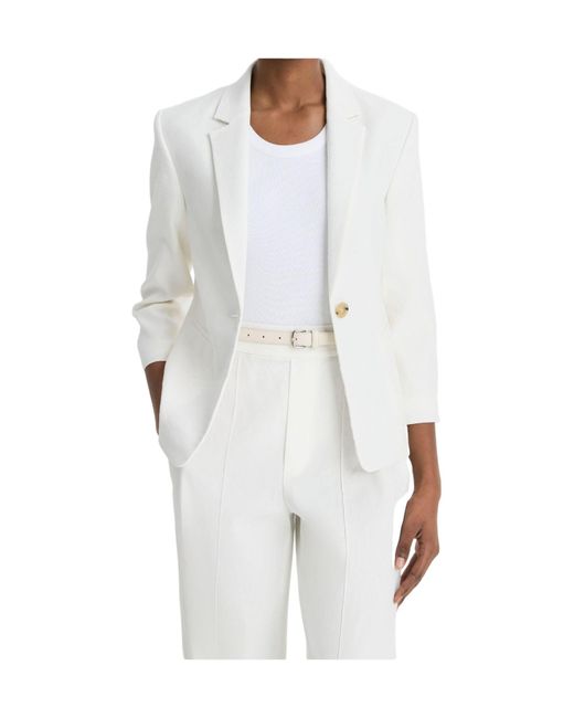 Vince White Cropped Single-Breasted Blazer