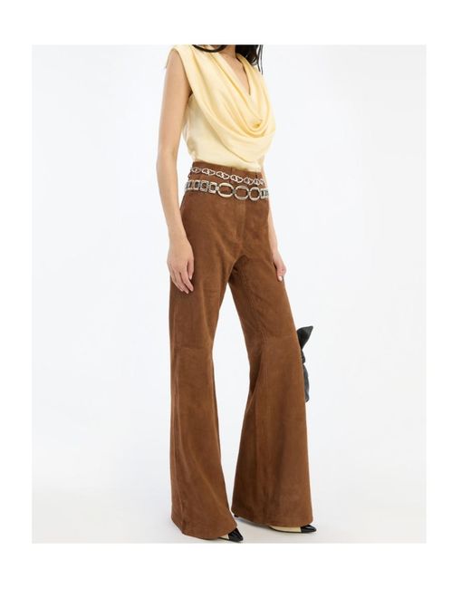 ROTATE BIRGER CHRISTENSEN Metallic Draped Cowl-Neck Top