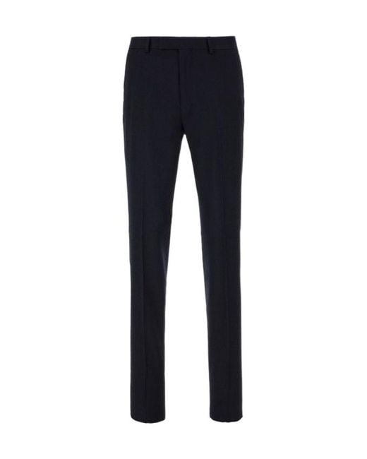 Zegna Blue Pressed-Crease Tapered Trousers for men