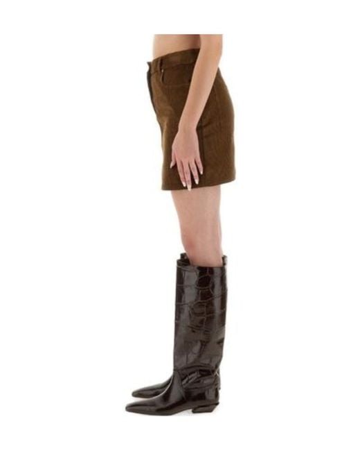 Moschino Brown Jeans Corduroy Logo Patch Skirt