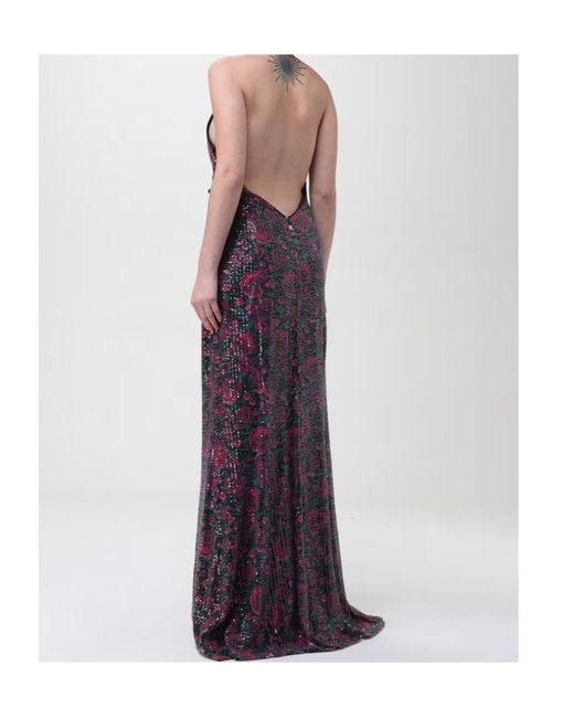ROTATE BIRGER CHRISTENSEN Purple Rose-Pattern Sequin Maxi Dress